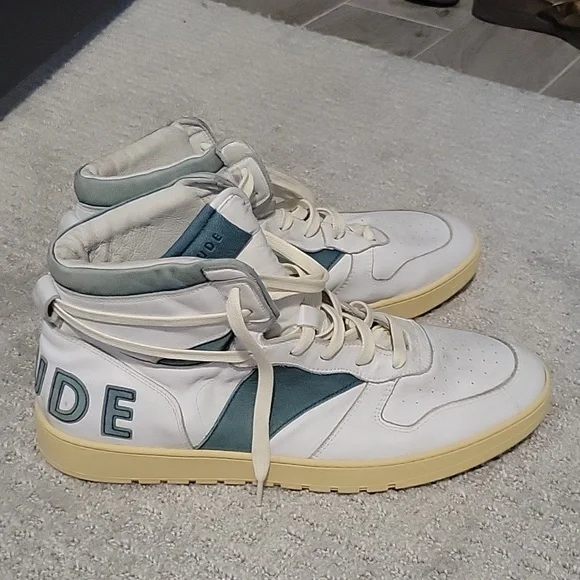 スニーカー RHUDE Rhecess Hi Sneakers - Rhude - Leather - White/Grey Rhude Rhecess Hi Sneakers
